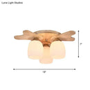 GobekUsa Nordic Cream Glass Bell Flush Ceiling Light with Antler Top and Wood Accents