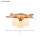 GobekUsa Nordic Cream Glass Bell Flush Ceiling Light with Antler Top and Wood Accents
