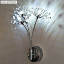 GobekUsa Nordic Creative Crystal Flower Dandelion Wall Lamps for Bathroom Bedroom Bedside Lamp Living Room