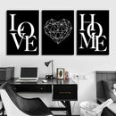 GobekUsa Nordic Diamond Heart Canvas Prints Set