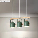 GobekUsa Nordic Dome Island Light: 3/4-Light Wood Chandelier with Metal Shade