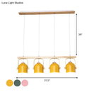 GobekUsa Nordic Dome Island Light: 3/4-Light Wood Chandelier with Metal Shade