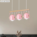 GobekUsa Nordic Dome Island Light: 3/4-Light Wood Chandelier with Metal Shade