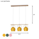 GobekUsa Nordic Dome Island Light: 3/4-Light Wood Chandelier with Metal Shade