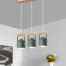 GobekUsa Nordic Dome Island Light: 3/4-Light Wood Chandelier with Metal Shade
