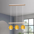 GobekUsa Nordic Dome Island Light: 3/4-Light Wood Chandelier with Metal Shade