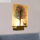 GobekUsa Nordic Elk/Tree LED Wall Sconce in White for Living Room