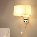 GobekUsa Nordic Fabric Bedroom Spotlight Wall Lamp in Black/White with Rectangle Design