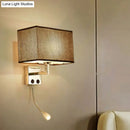 GobekUsa Nordic Fabric Bedroom Spotlight Wall Lamp in Black/White with Rectangle Design