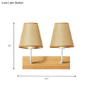 GobekUsa Nordic Flaxen Cone Shade Wall Mounted Light with Wood Backplate - 2 Bulbs Sconce Fixture