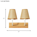 GobekUsa Nordic Flaxen Cone Shade Wall Mounted Light with Wood Backplate - 2 Bulbs Sconce Fixture