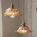 Nordic Flower Glass Pendant Light in Green or Champagne