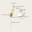 GobekUsa Ceramic LED Wall Lamp, Pull Chain Switch, Nordic Copper, Small Size