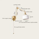 GobekUsa Ceramic LED Wall Lamp, Pull Chain Switch, Nordic Copper, Small Size
