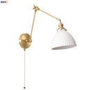 GobekUsa Ceramic LED Wall Lamp, Pull Chain Switch, Nordic Copper, Small Size