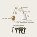 GobekUsa Ceramic LED Wall Lamp, Pull Chain Switch, Nordic Copper, Small Size