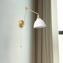 GobekUsa Ceramic LED Wall Lamp, Pull Chain Switch, Nordic Copper, Small Size