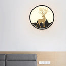 GobekUsa Nordic Metallic Black/White-Gold LED Circle Wall Sconce Light: Warm/White Glow for Bedroom