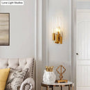 GobekUsa Nordic Gold Tube Wall Mount Sconce Light Fixture - 1 Head, Clear Glass - Ideal for Living Room