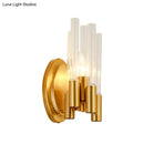 GobekUsa Nordic Gold Tube Wall Mount Sconce Light Fixture - 1 Head, Clear Glass - Ideal for Living Room