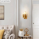 GobekUsa Nordic Gold Tube Wall Mount Sconce Light Fixture - 1 Head, Clear Glass - Ideal for Living Room