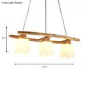 GobekUsa Nordic Hang Lamp: Triple Light Glass & Wood Dining Room Island Lighting with Square Shade