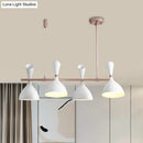 GobekUsa Nordic Hanging Chandelier - Metal Horn Shade, Black/White - 4/6 Lights for Dining Room or Island Lighting
