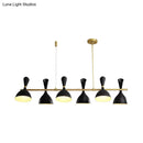 GobekUsa Nordic Hanging Chandelier - Metal Horn Shade, Black/White - 4/6 Lights for Dining Room or Island Lighting