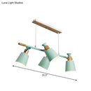 GobekUsa Nordic Island Light with Tapered Shade - Green/Grey/White - 4 Lights - Kitchen Dining Room Hanging Lamp