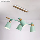 GobekUsa Nordic Island Light with Tapered Shade - Green/Grey/White - 4 Lights - Kitchen Dining Room Hanging Lamp