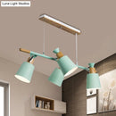 GobekUsa Nordic Island Light with Tapered Shade - Green/Grey/White - 4 Lights - Kitchen Dining Room Hanging Lamp