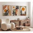 Nordic leaf canvas wall art set for living room earth tones by Decorbites