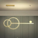 GobekUsa Nordic LED Acrylic Chandelier Lamp with Black & Gold Line Design for Circular Island Lighting