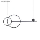 GobekUsa Nordic LED Acrylic Chandelier Lamp with Black & Gold Line Design for Circular Island Lighting