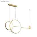GobekUsa Nordic LED Acrylic Chandelier Lamp with Black & Gold Line Design for Circular Island Lighting