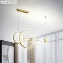 GobekUsa Nordic LED Acrylic Chandelier Lamp with Black & Gold Line Design for Circular Island Lighting