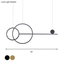 GobekUsa Nordic LED Acrylic Chandelier Lamp with Black & Gold Line Design for Circular Island Lighting