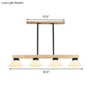GobekUsa Nordic Linear Wood Hanging Light with 4 Heads and Opal Glass Shade in Gold/Black Finish