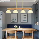 GobekUsa Nordic Linear Wood Hanging Light with 4 Heads and Opal Glass Shade in Gold/Black Finish