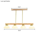 GobekUsa Nordic Linear Wood Hanging Light with 4 Heads and Opal Glass Shade in Gold/Black Finish