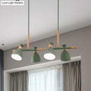 GobekUsa Nordic Metal and Wood Hanging Lamp with 4-Light Tilt Shade in Green/Grey/White