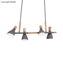 GobekUsa Nordic Metal and Wood Hanging Lamp with 4-Light Tilt Shade in Green/Grey/White