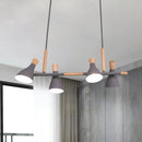 GobekUsa Nordic Metal and Wood Hanging Lamp with 4-Light Tilt Shade in Green/Grey/White