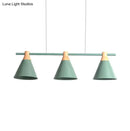 GobekUsa Nordic Metal Hanging Chandelier - Triple Light Cone Shade in Green/Grey/Yellow - Perfect for Kitchen Island Lighting