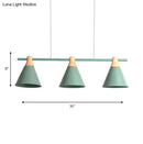 GobekUsa Nordic Metal Hanging Chandelier - Triple Light Cone Shade in Green/Grey/Yellow - Perfect for Kitchen Island Lighting