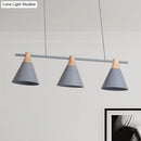 GobekUsa Nordic Metal Hanging Chandelier - Triple Light Cone Shade in Green/Grey/Yellow - Perfect for Kitchen Island Lighting