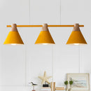 GobekUsa Nordic Metal Hanging Chandelier - Triple Light Cone Shade in Green/Grey/Yellow - Perfect for Kitchen Island Lighting