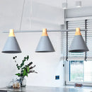 GobekUsa Nordic Metal Hanging Chandelier - Triple Light Cone Shade in Green/Grey/Yellow - Perfect for Kitchen Island Lighting