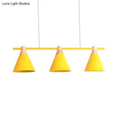 GobekUsa Nordic Metal Hanging Chandelier - Triple Light Cone Shade in Green/Grey/Yellow - Perfect for Kitchen Island Lighting