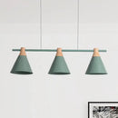 GobekUsa Nordic Metal Hanging Chandelier - Triple Light Cone Shade in Green/Grey/Yellow - Perfect for Kitchen Island Lighting